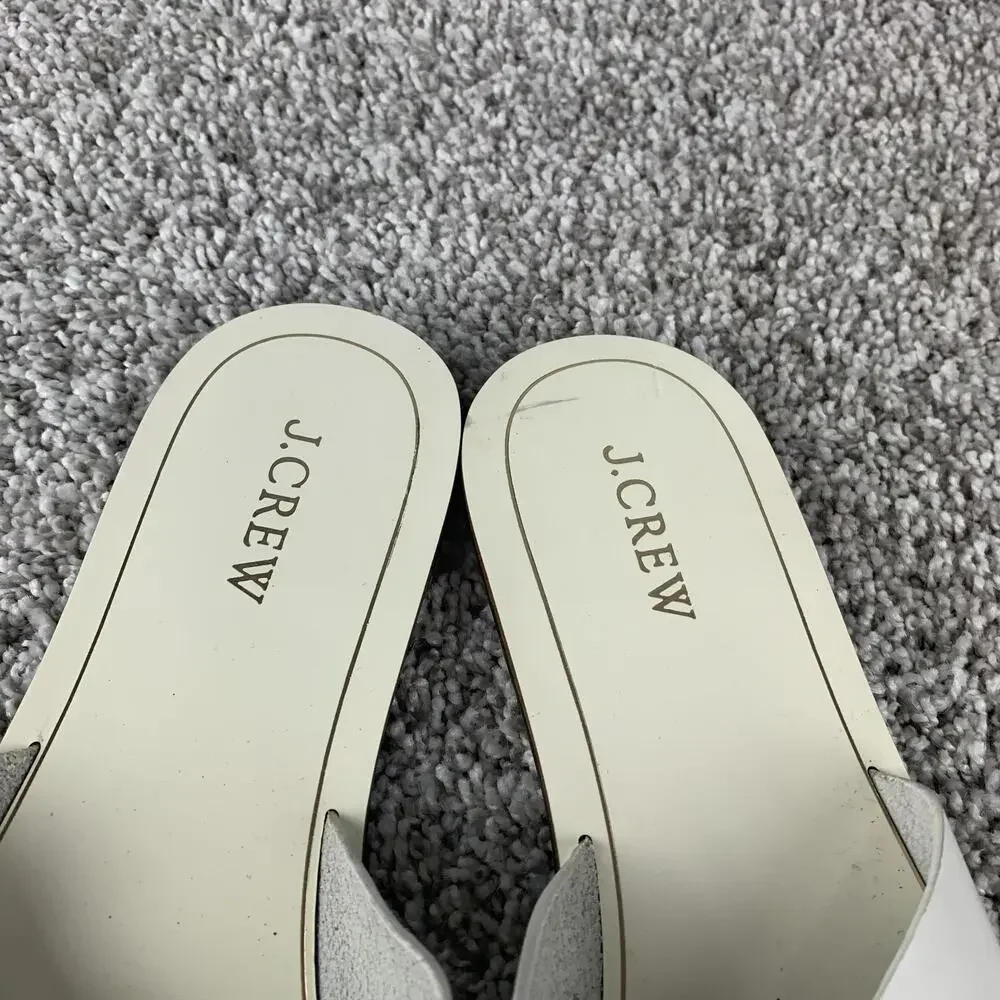 J Crew Shoes Womens Size 11 White Slide Sandals Criss Cross Slip On Flats Summer